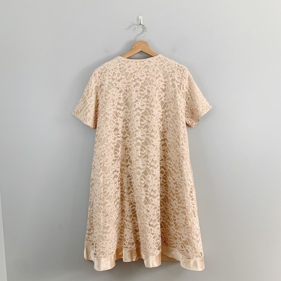 Vintage Dela Ann Loungewear Womens Day Dress Lace Bow Girl Coquette Satin M 422 - Picture 11 of 16